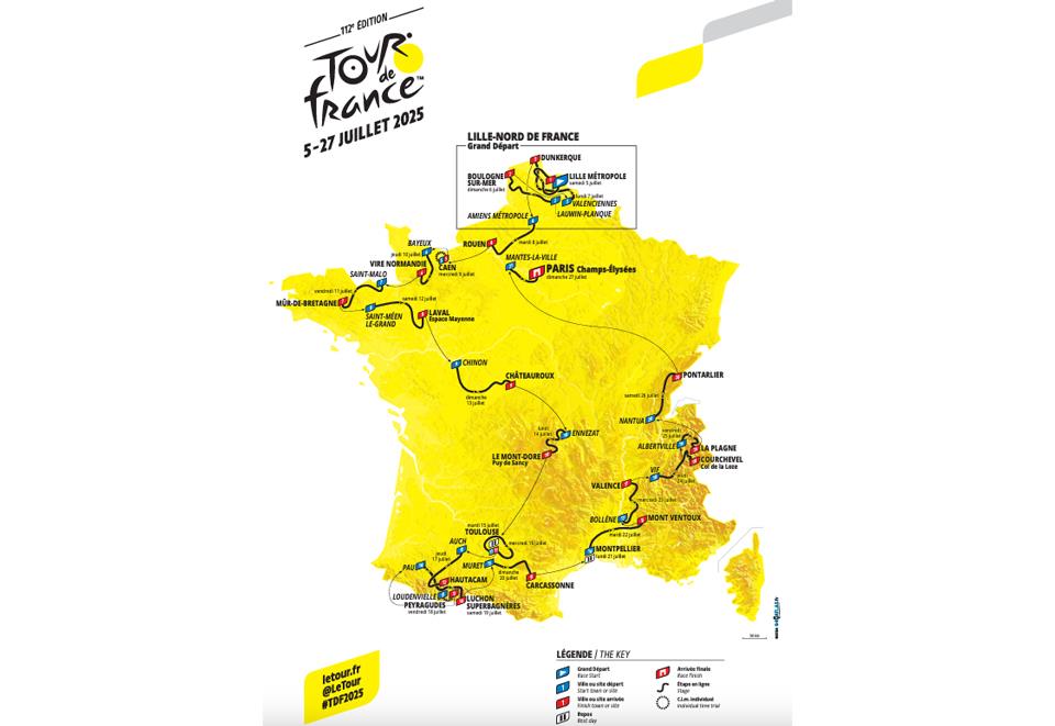 Tour de France 2025 un parcours 100 Hexagonal