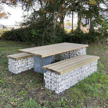 Table pique nique gabion